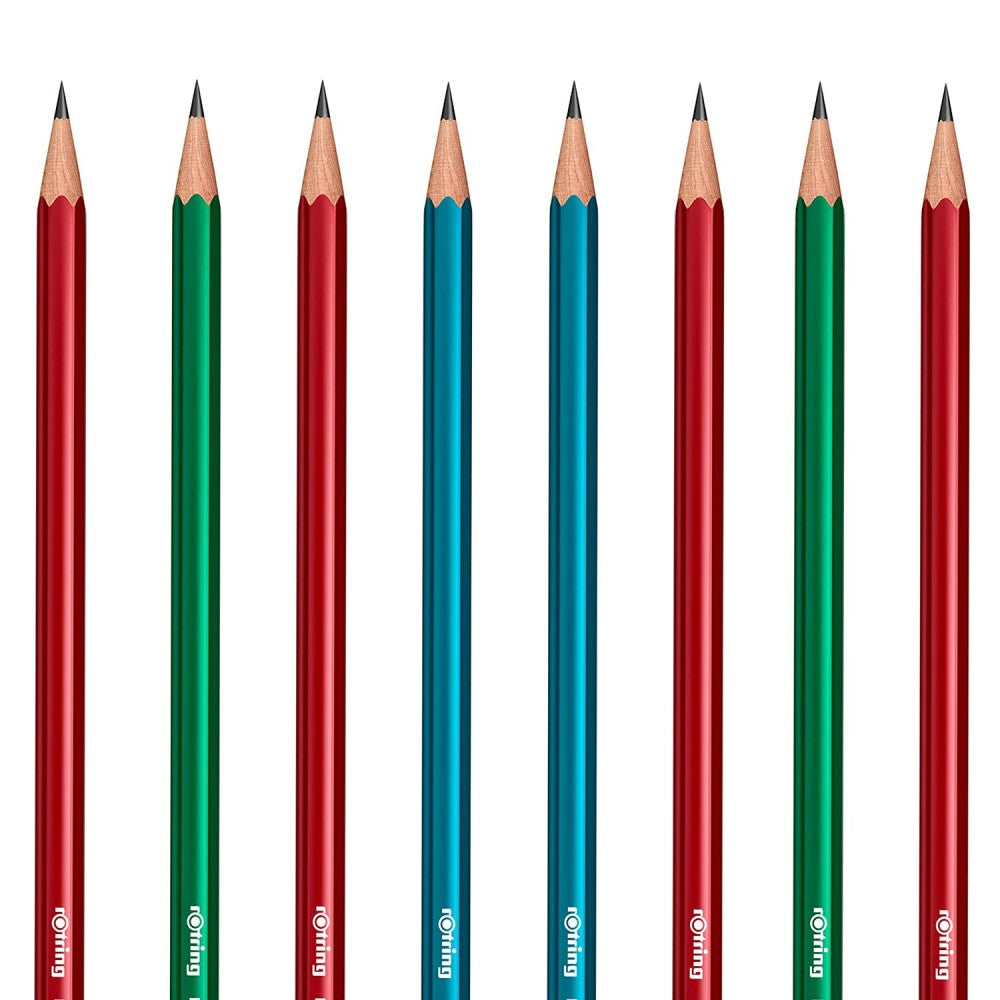 Rotring | Woodcase | HB Graphite Pencil | Core Assorted Colours | Blister Pack of 4 Wooden Pencils Rotring