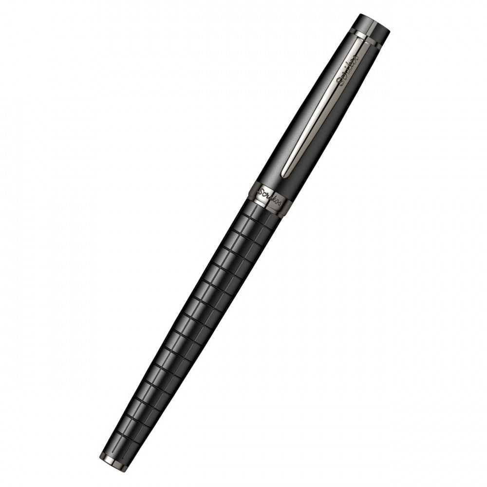 Scrikss | Honour 38 | Matt Black | Roller Ball Point Pen | Checkered Pattern Scrikss