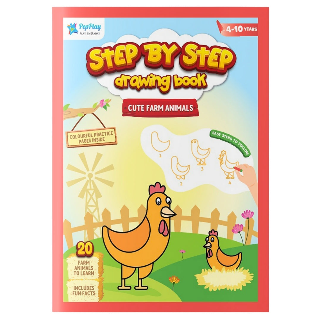 PepPlay Step By Step Drawing Book - Cute Farm Animal | Easy Drawing Practice for Kids | 5+ Years
