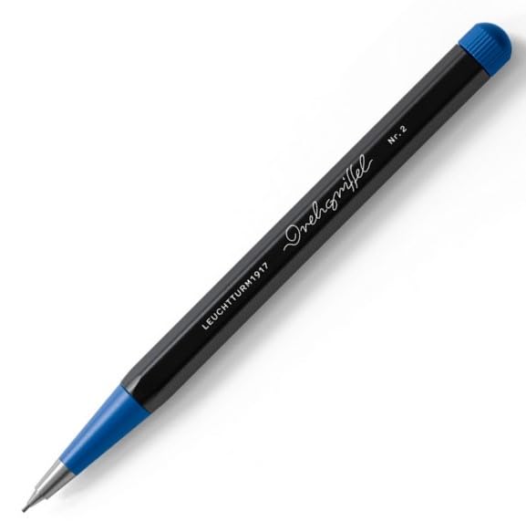 LEUCHTTURM1917 0.7mm Mechanical Clutch Pencil | Graphite HB Lead | Drehgriffel No. 2 | Bauhaus Edition | Black/Royal Blue LEUCHTTURM1917