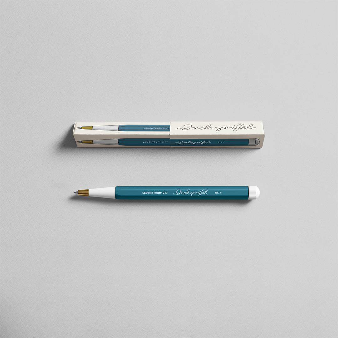 LEUCHTTURM1917 Gel Pen with Document Proof Black Ink | Drehgriffel No. 1 | Stone Blue| Twist Mechanism LEUCHTTURM1917