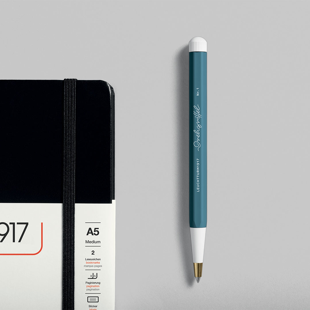 LEUCHTTURM1917 Gel Pen with Document Proof Black Ink | Drehgriffel No. 1 | Stone Blue| Twist Mechanism LEUCHTTURM1917