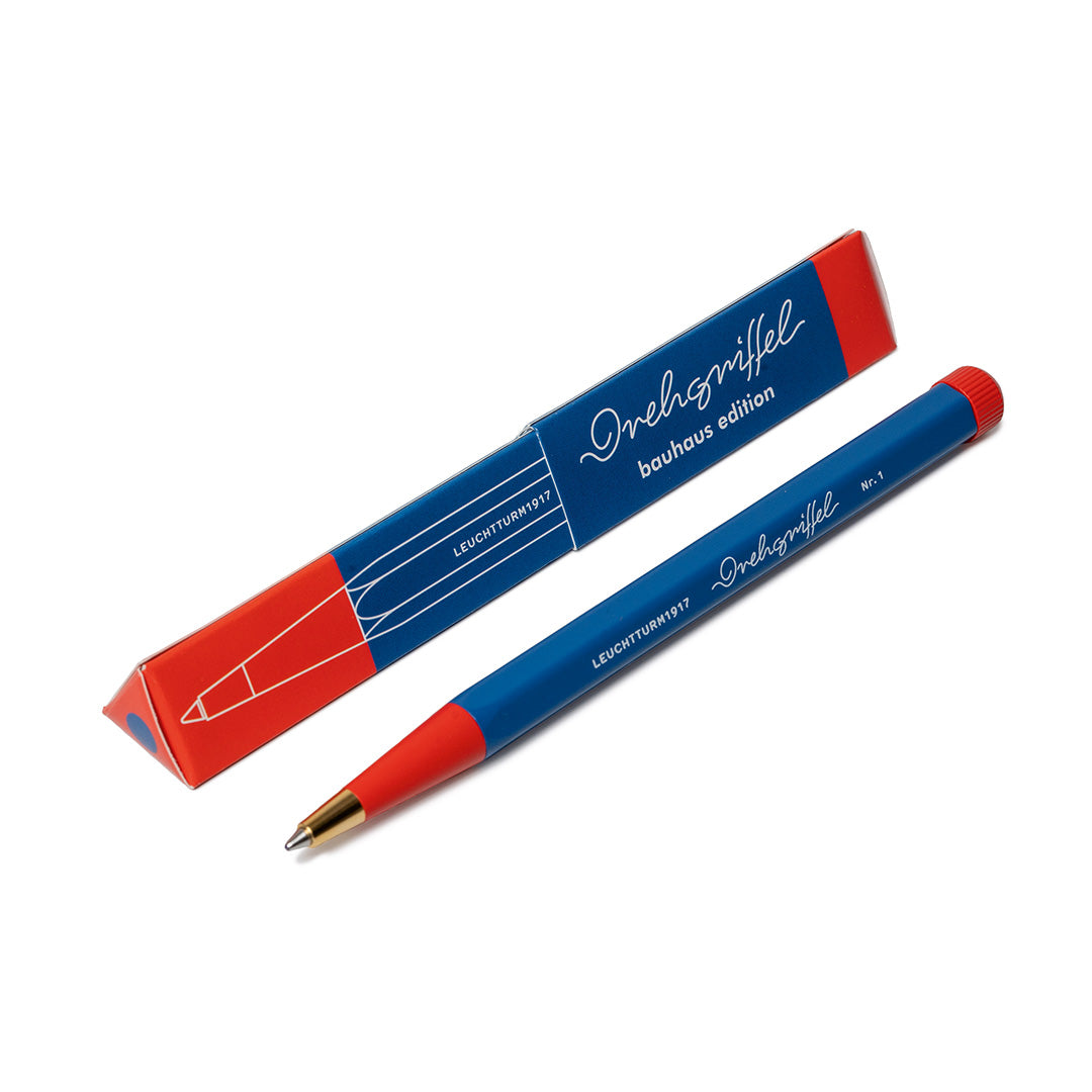LEUCHTTURM1917 Ball Point Pen with Royal Blue Ink | Bauhaus Edition | Drehgriffel No. 1 | Royal Blue/Red | Twist Mechanism LEUCHTTURM1917