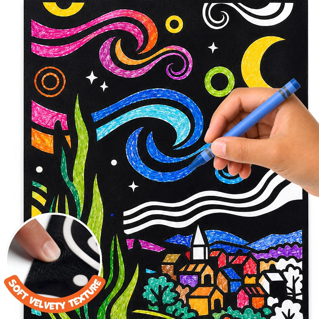 PepPlay Velvet Colouring Canvas, Set of 2 – Van Gogh Series - Sunflowers & Starry Night