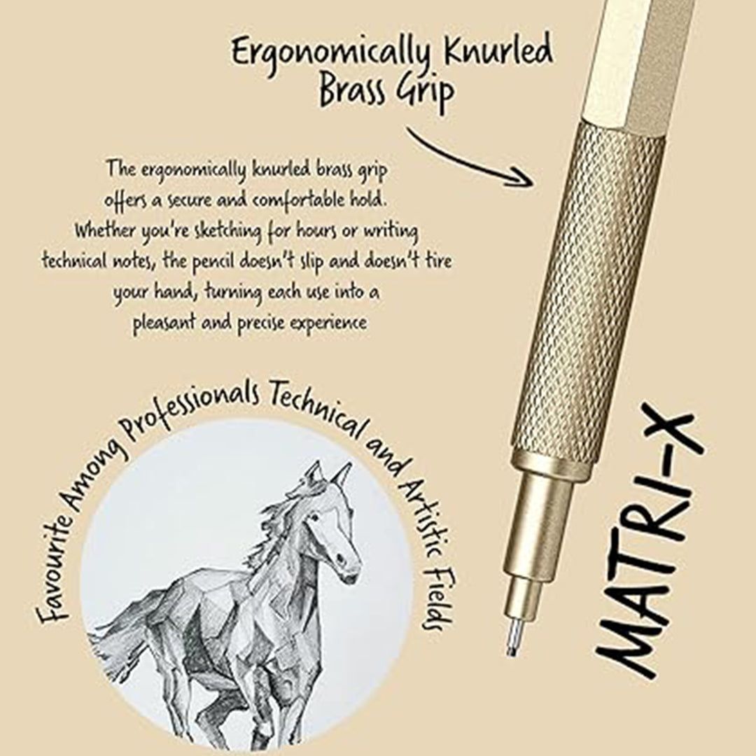 Scrikss | Matri-X | Mechanical Pencil | Metallic Gold-0.7mm