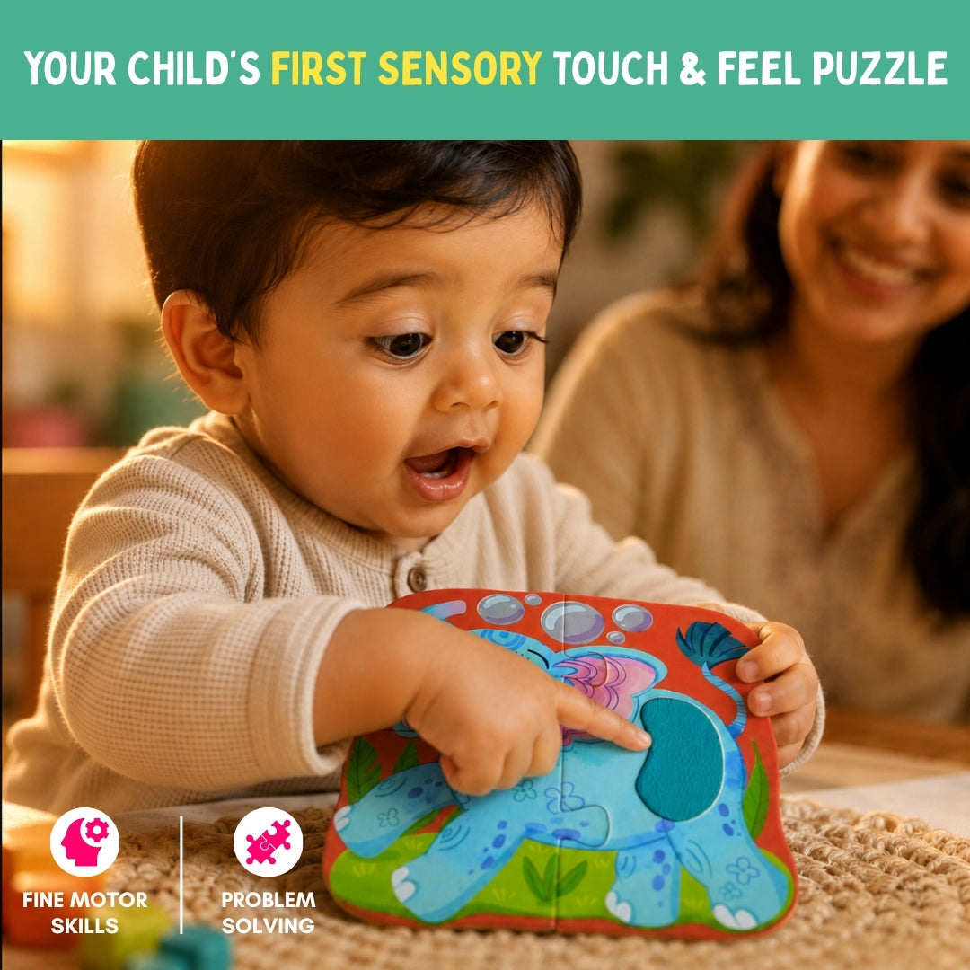 PepPlay My First Touch & Feel Puzzles - Wild Animals | Sensory Learning for Toddlers | 1+ Years