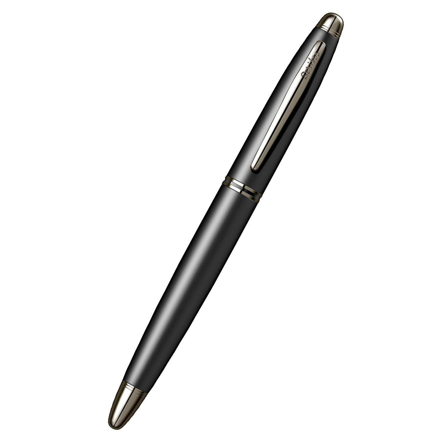 Scrikss | Knight 88 | Matte Black | Fountain Pen | Medium Nib With Iridium Point | Titanium Trim Scrikss