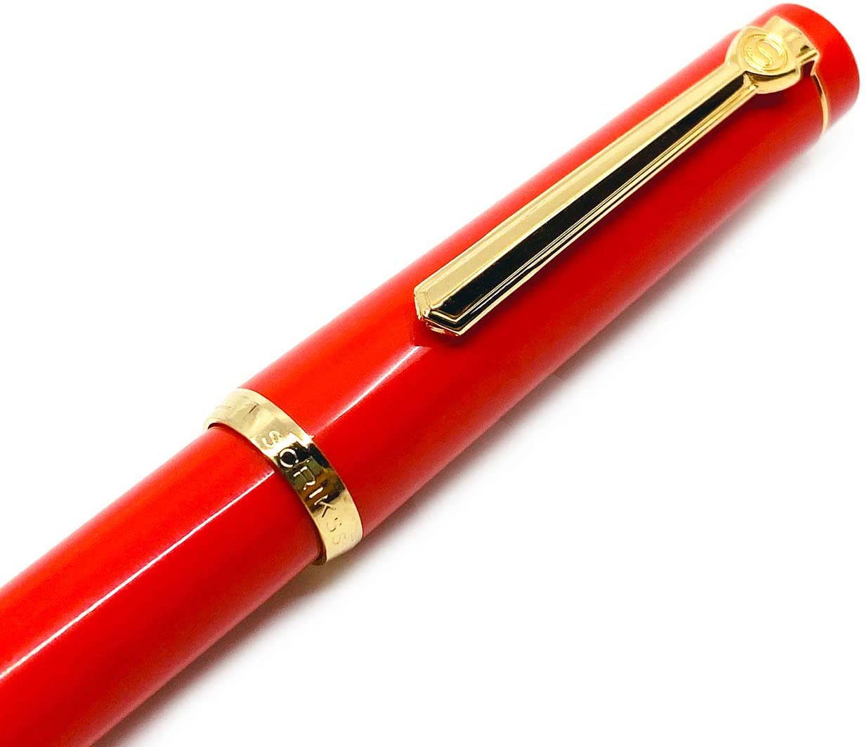 Scrikss | 419 Legendary | Fountain Ink Pen | Medium Nib |Gold Plated | Glossy Red Barrel Scrikss