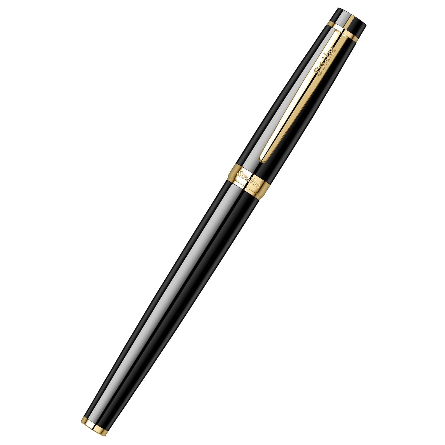 Scrikss | Honour 38 | Fountain Pen | Glossy Black | Medium Nib | 23k Gold Plated Scrikss
