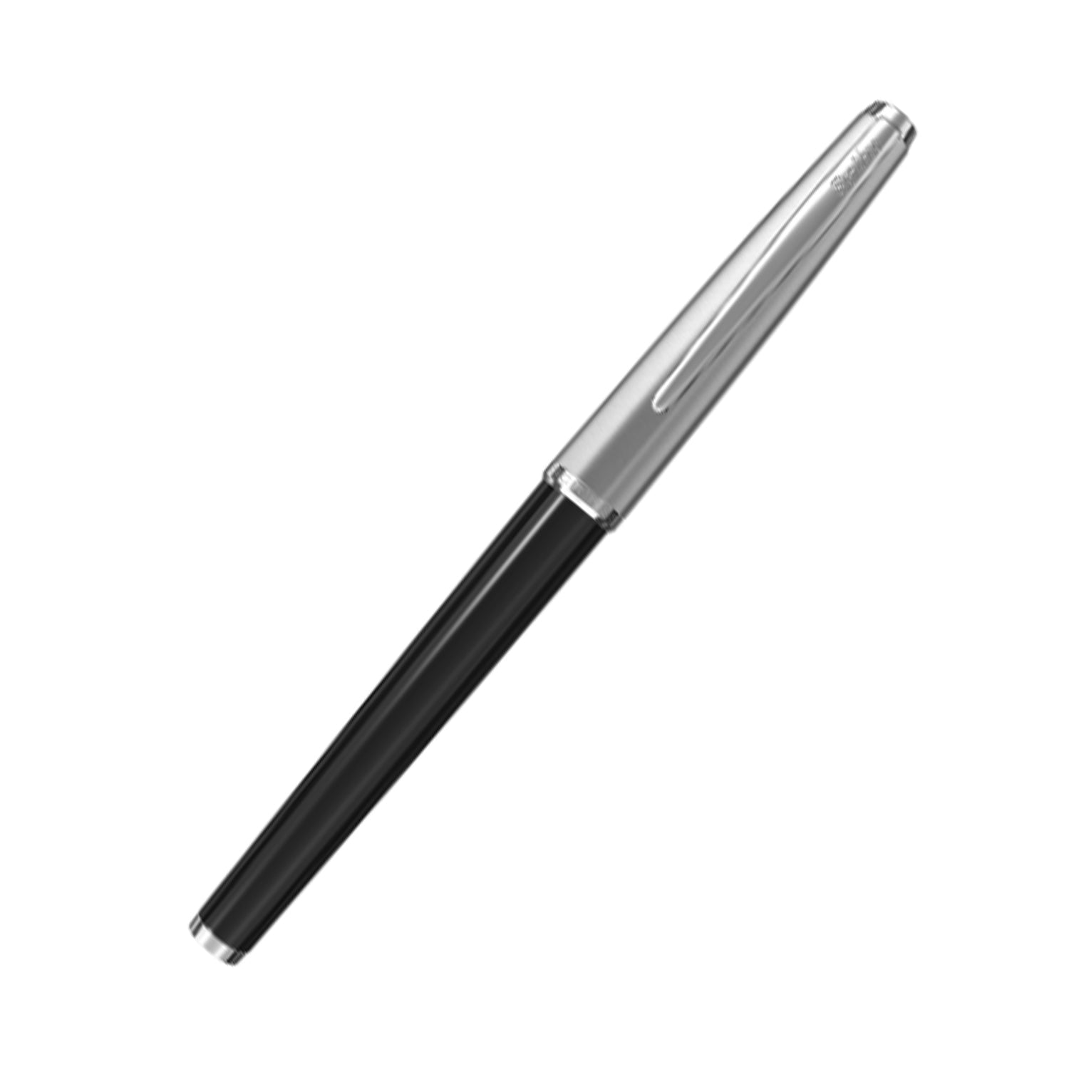 Scrikss Metropolis 78 Black Fountain Ink Pen With Medium Size Nib,Stainless Steel Cap, Chrome Trims, Mounted Converter Scrikss