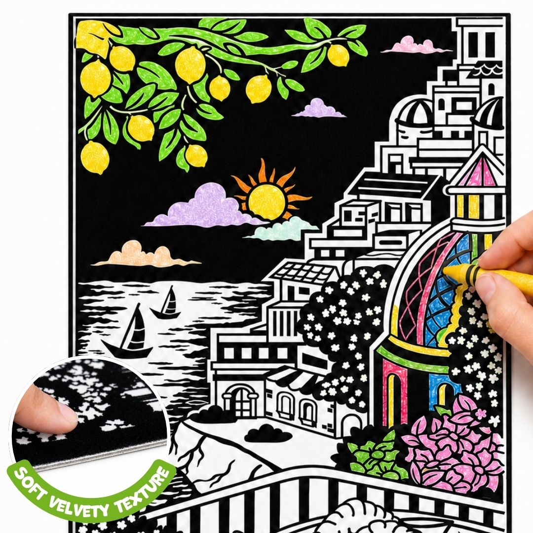 PepPlay Velvet Colouring Canvas, Set of 2 – City Scape Series - Venice & Amalfi Coast