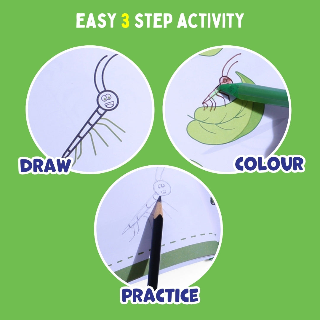 PepPlay Step By Step Drawing Book - Incredible Insects | Easy Drawing Practice for Kids | 5+ Years