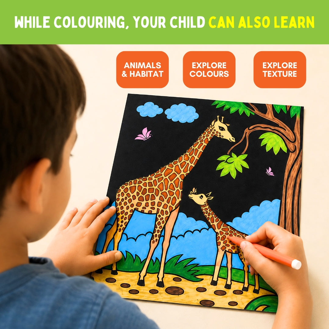 PepPlay Colour in Velvet - Wild Life | Mess-Free Colouring Fun | 3+ Years