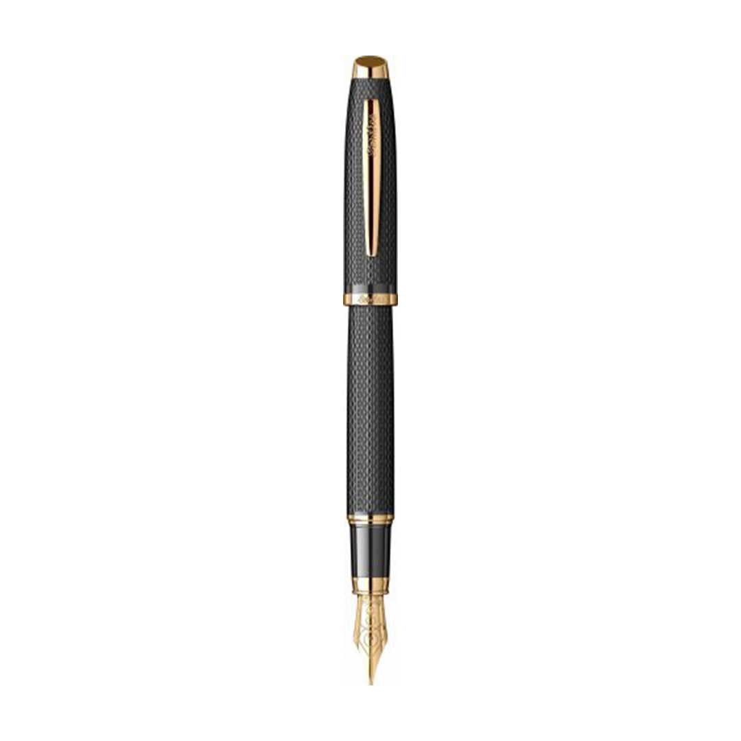 Scrikss | Oscar 390 | Fountain Ink Pen | Medium | Matt Black with Gold Trims Scrikss