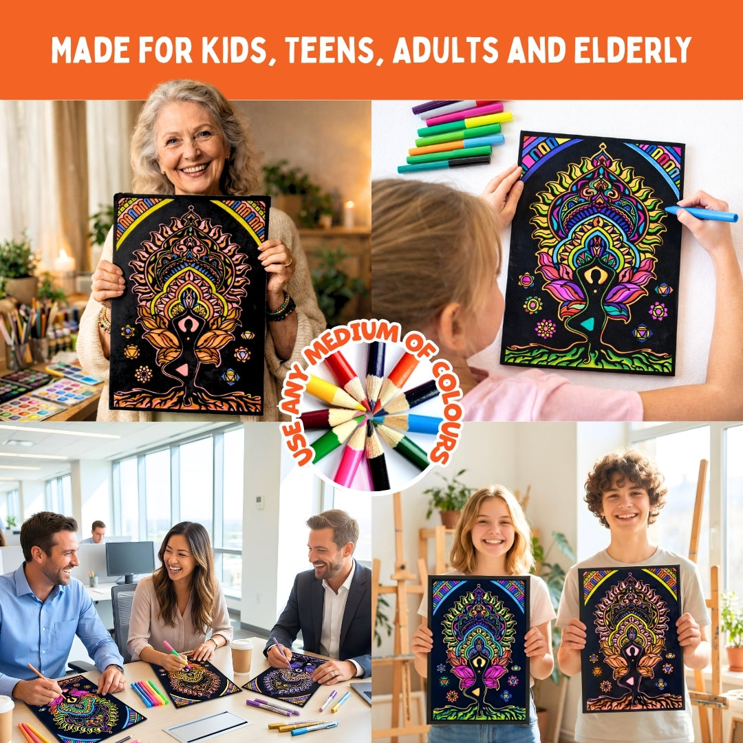 PepPlay Velvet Colouring Posters - Mindful Yoga | Creative Mindful Colouring | 8+ Years