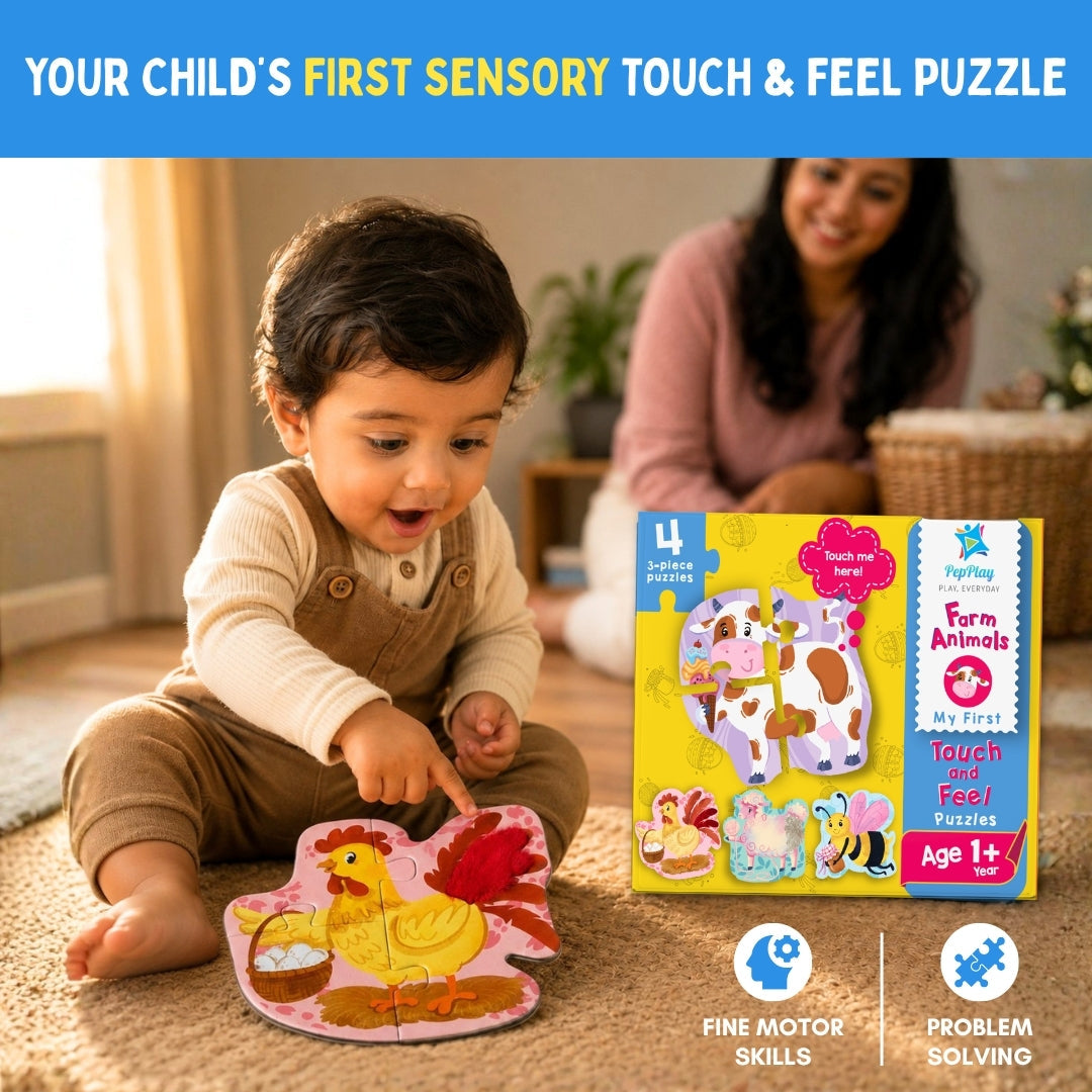 PepPlay My First Touch & Feel Puzzles - Farm Animals | Sensory Learning for Toddlers | 1+ Years