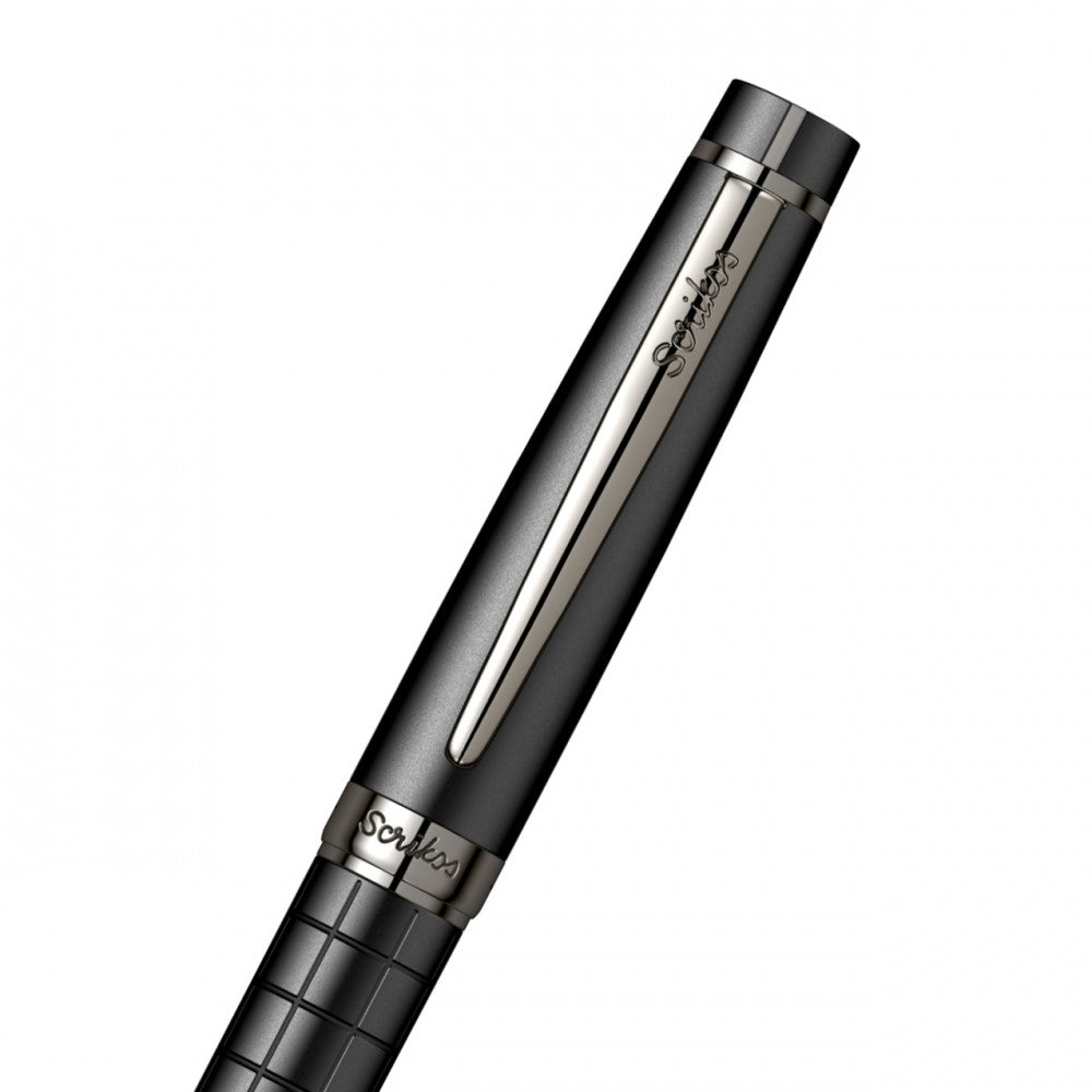 Scrikss | Honour 38 | Matt Black | Roller Ball Point Pen | Checkered Pattern Scrikss