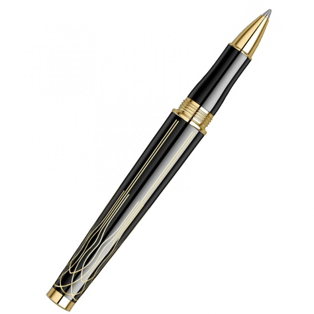 Scrikss | Heritage | Glossy Black | Roller ball Pen | 23k Gold Plated | 1.0mm Scrikss