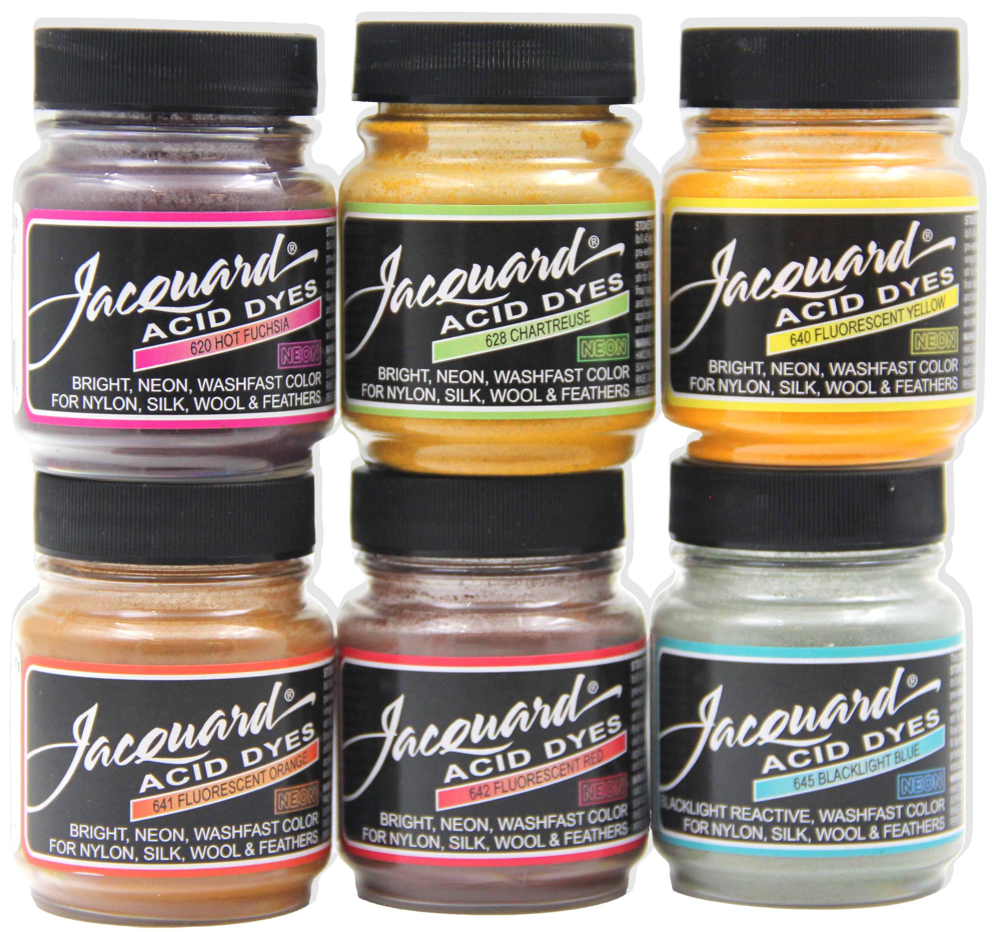 Jacquard Neon Acid Dye Set – Fluorescent Dyes for Silk, Wool & Nylon
