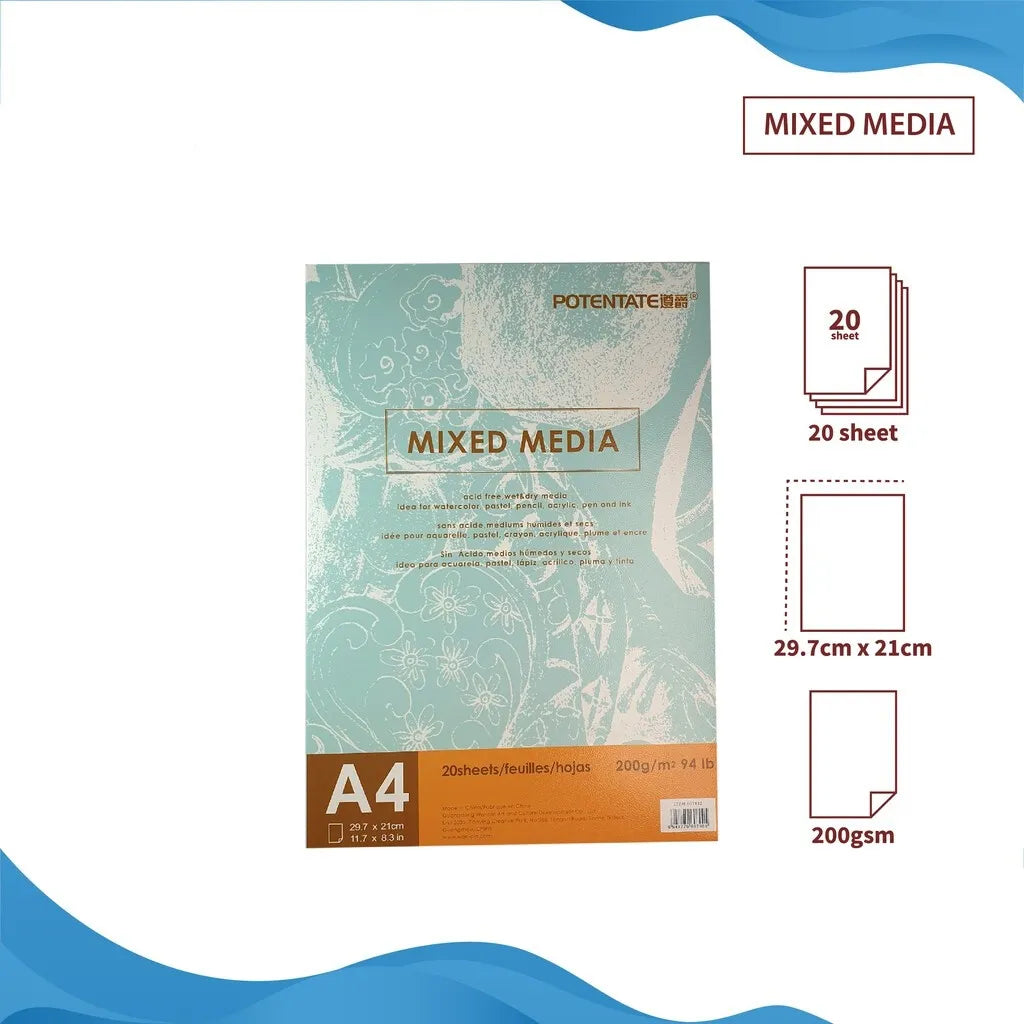 Artrack A4 Mixed Media Pad 20 Sheets 200 GSM Paper