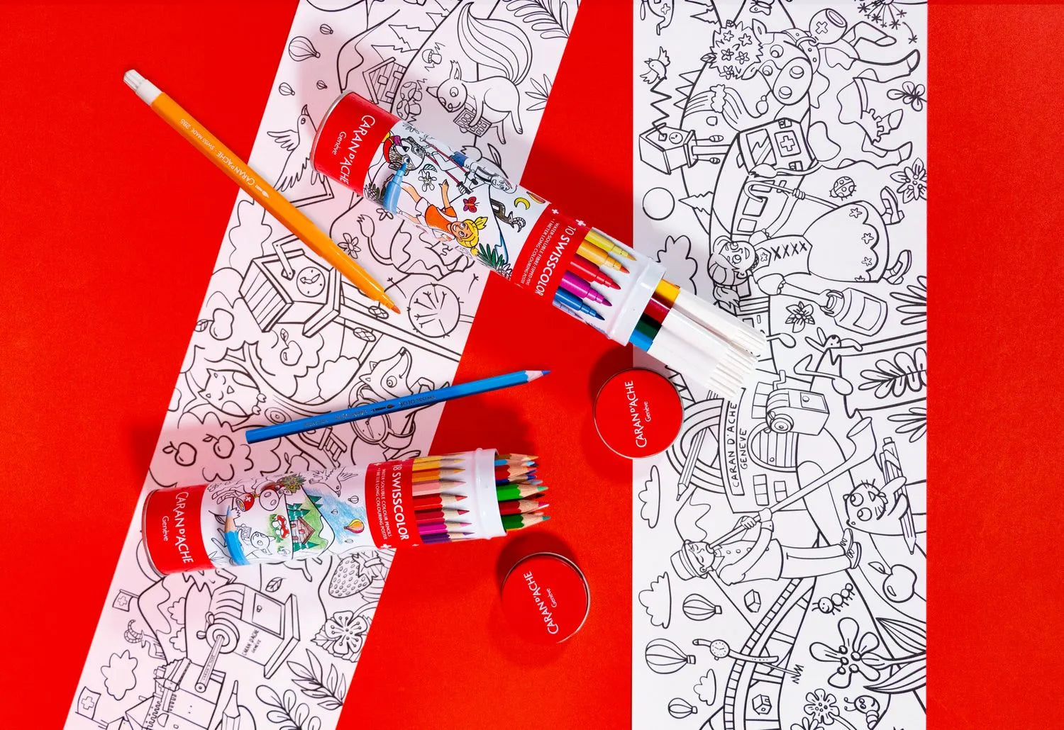 Caran D'Ache 18 Swisscolor Water-soluble Colour Pencils + Poster of Swiss Animals