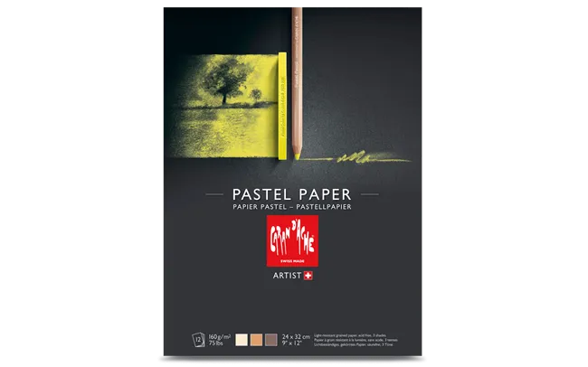 Caran D'Ache Pastel Drawing Pad – Tinted Paper, 24 x 32 Cm, 12 Sheets