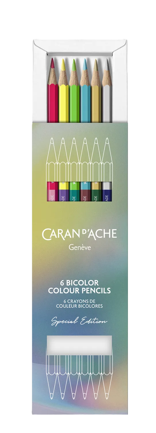 Caran D'Ache Claim Your Style: Special Edition Box of 6 Two-Tone Pencils with 12 Shades