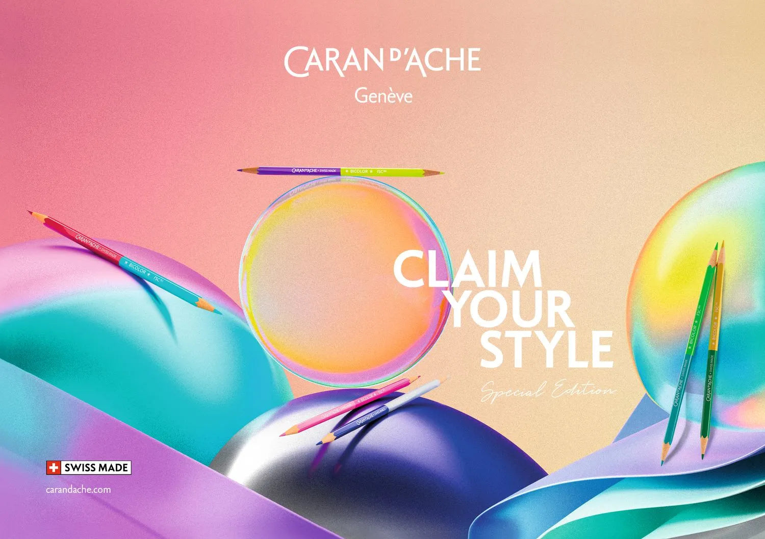 Caran D'Ache Claim Your Style: Special Edition Box of 6 Two-Tone Pencils with 12 Shades