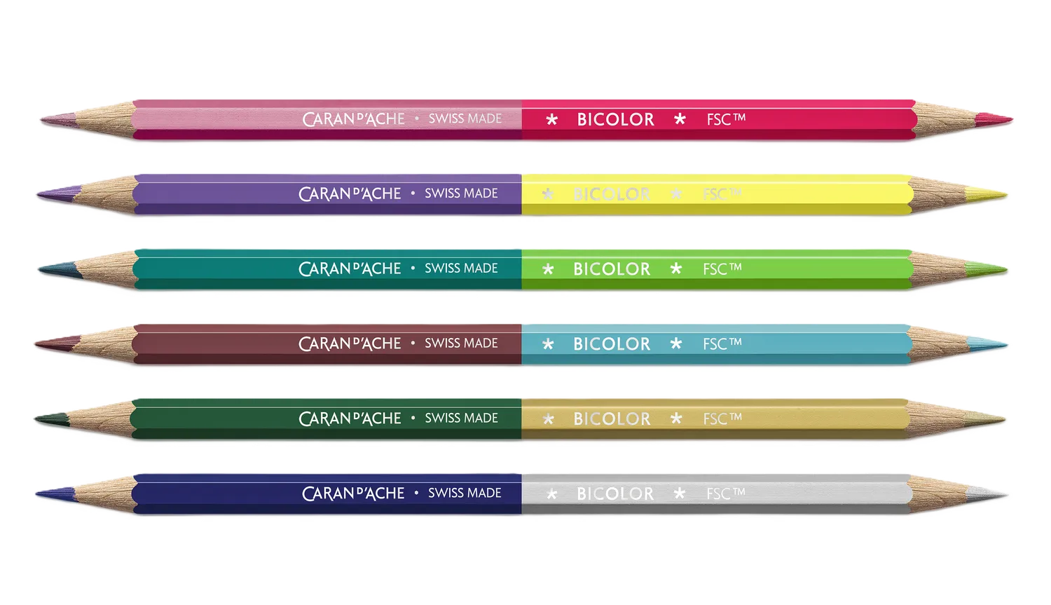 Caran D'Ache Claim Your Style: Special Edition Box of 6 Two-Tone Pencils with 12 Shades
