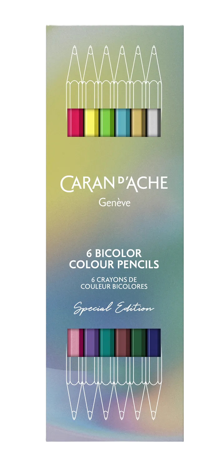 Caran D'Ache Claim Your Style: Special Edition Box of 6 Two-Tone Pencils with 12 Shades