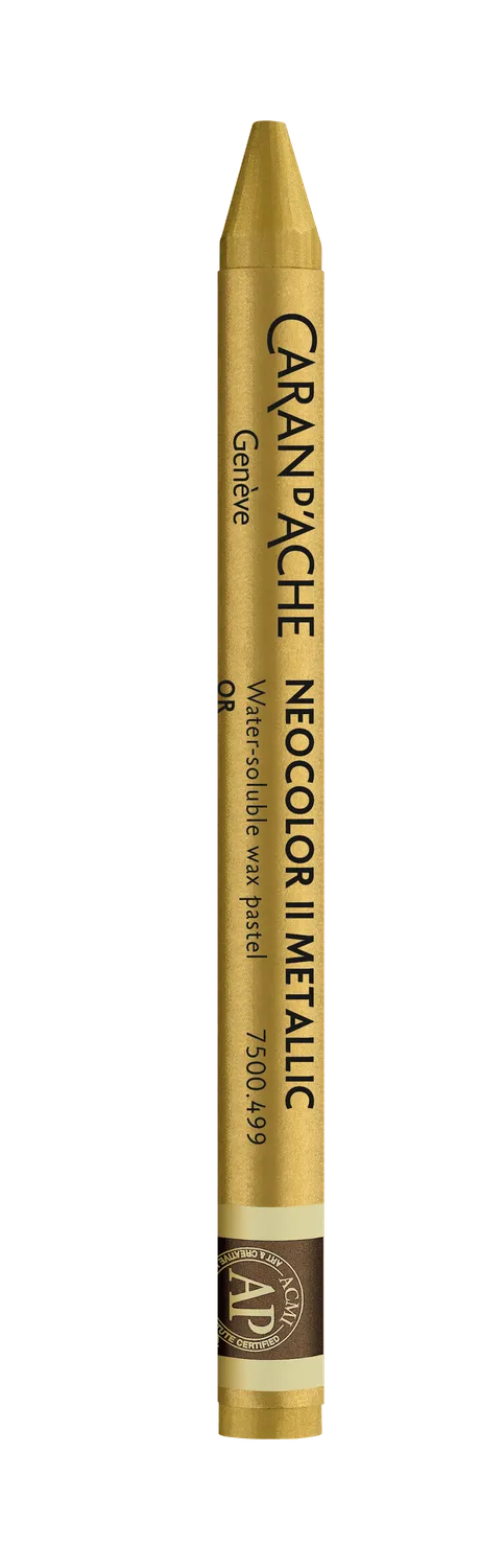 Caran D'Ache Classic Neocolor II Water Soluble Metallic Pastels Gold Color