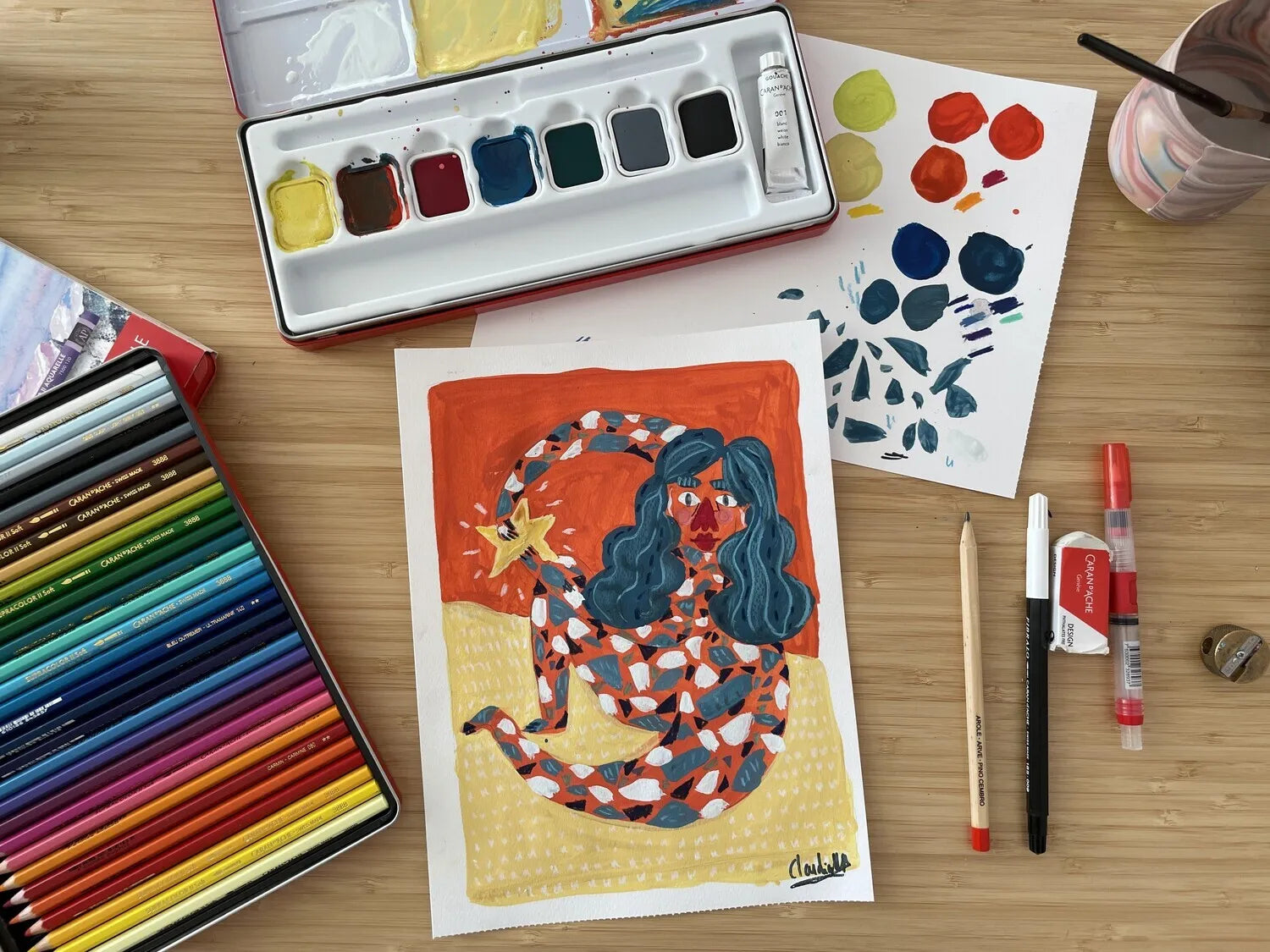 Caran D'Ache Creative Box: 9 Art Essentials with 3 Online Classes for Creative Exploration
