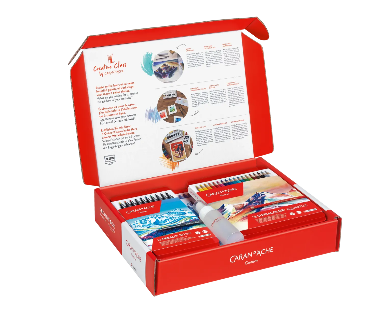 Caran D'Ache Creative Box: 9 Art Essentials with 3 Online Classes for Creative Exploration