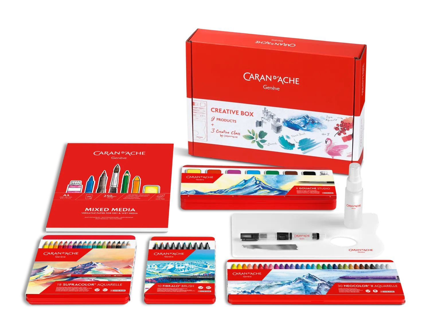 Caran D'Ache Creative Box: 9 Art Essentials with 3 Online Classes for Creative Exploration