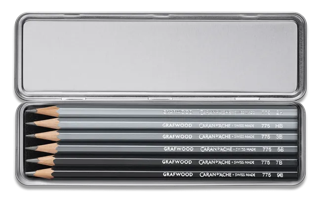 Caran D'Ache Grafwood Graphite Pencil Set: 6 Hardness Levels for Art & Design
