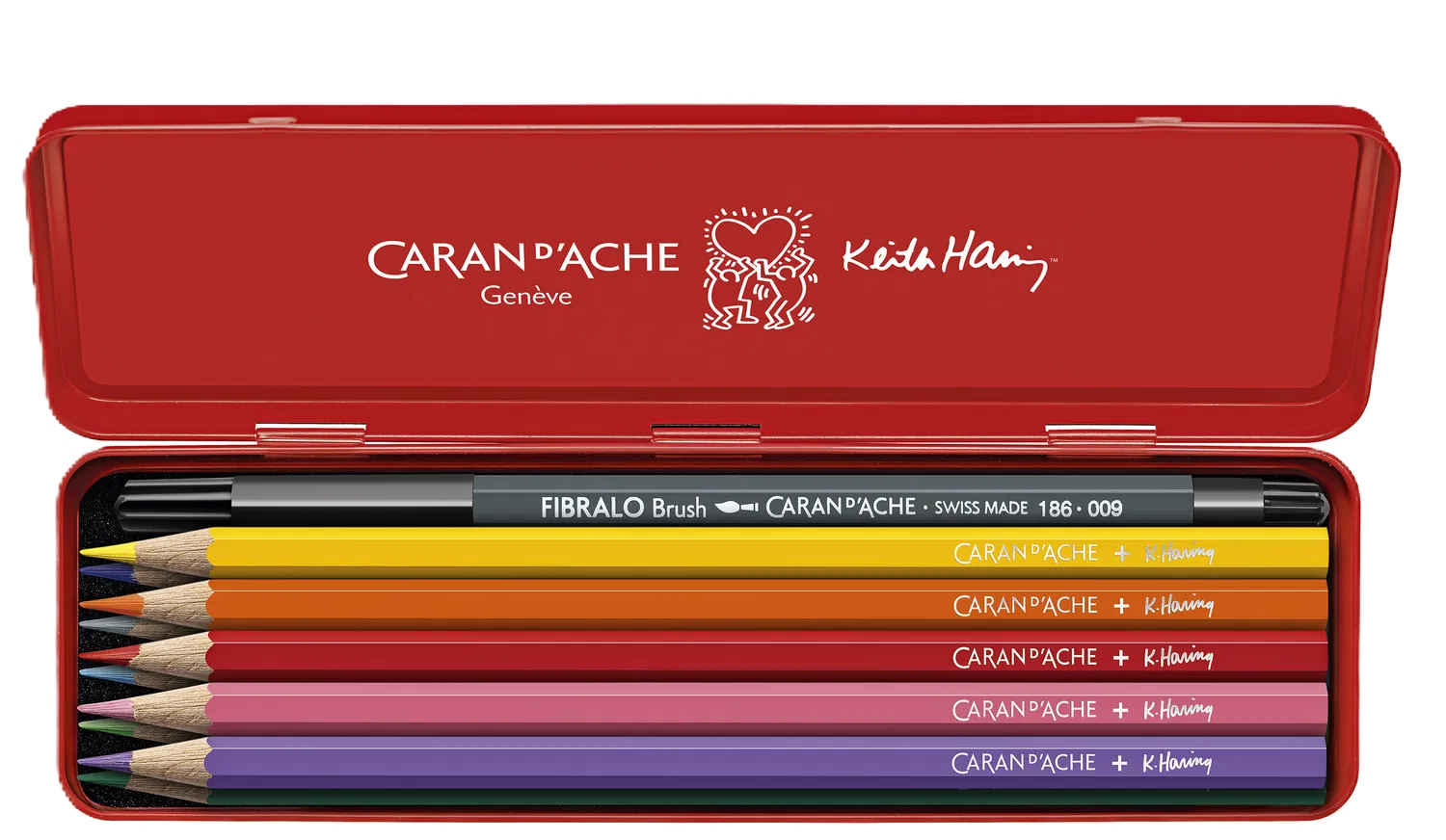 Caran D'Ache + Keith Haring Colour Set: 10 Water-Soluble Pencils & Brush Pen