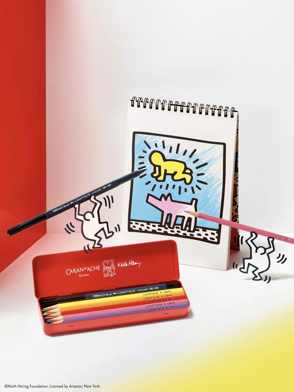 Caran D'Ache + Keith Haring Colour Set: 10 Water-Soluble Pencils & Brush Pen