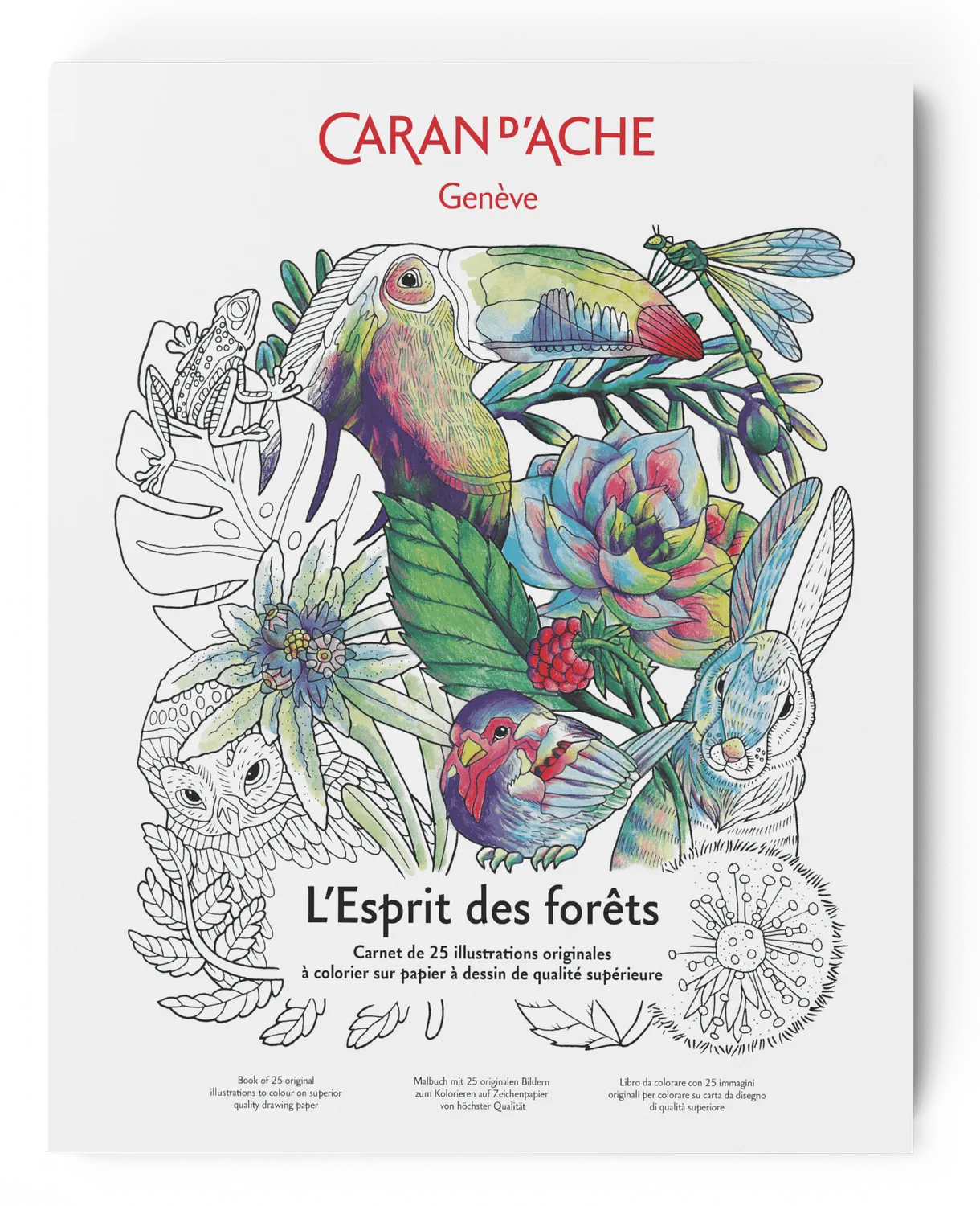 Caran D'Ache L’esprit Des Forêts A4 Colouring Book 25 Drawings 250 Gsm