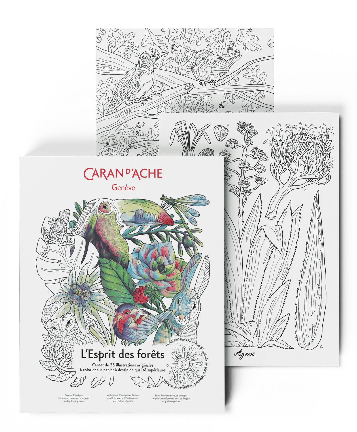 Caran D'Ache L’esprit Des Forêts A4 Colouring Book 25 Drawings 250 Gsm