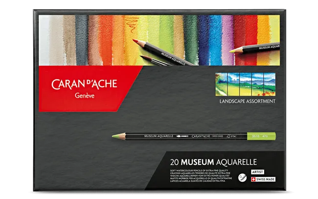Caran D'Ache Museum Aquarelle 20 Color Pencil Landscape