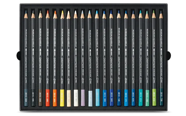Caran D'Ache Museum Aquarelle 20 Color Pencils Marine