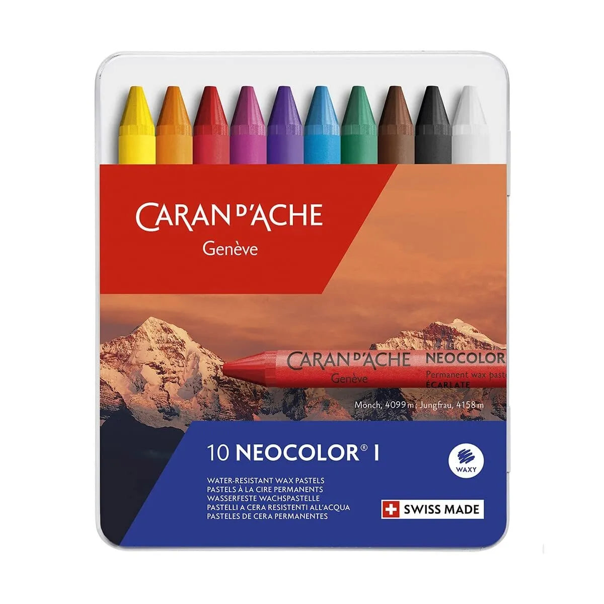 Caran D'Ache Neocolor I Metal Box 10 Colours Pastel Set