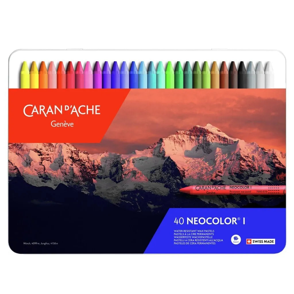 Caran D'Ache Neocolor I Metal Box 40 Colours Pastel Set
