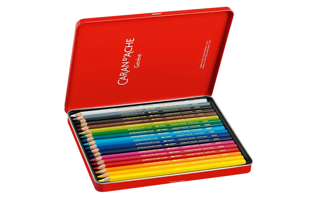 Caran D'Ache Supracolor Pencils Metal Box 18 Shades