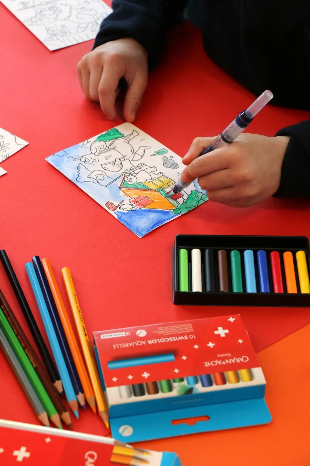 Caran D'Ache Swisscolor Travel Kit: Water-Soluble Pencils, Pastels & Creative Set