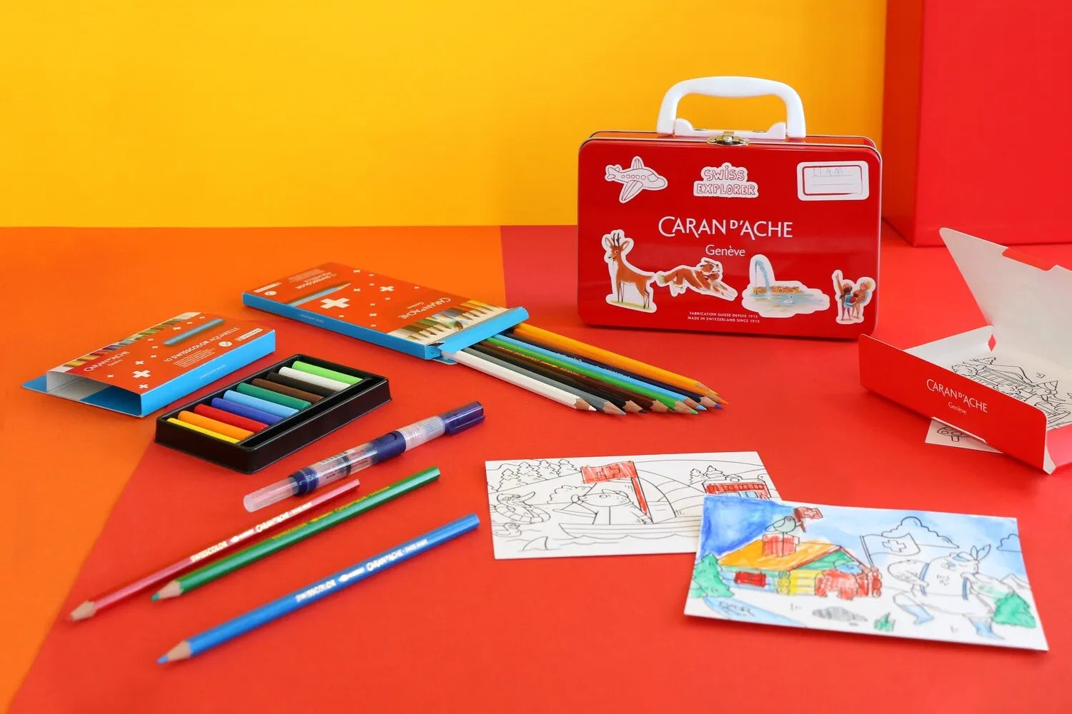 Caran D'Ache Swisscolor Travel Kit: Water-Soluble Pencils, Pastels & Creative Set