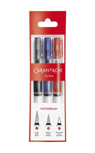 Caran D'Ache Water Brush 3 Assorted with Reservoir
