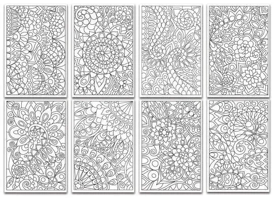 Chameleon Floral Patterns Coloring Cards