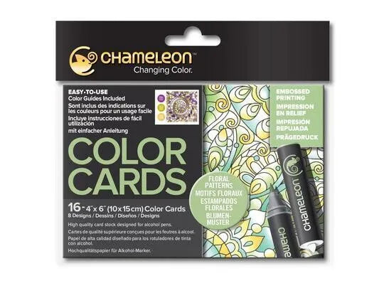 Chameleon Floral Patterns Coloring Cards