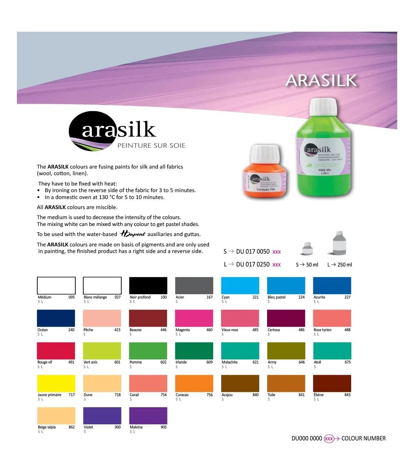 HDupont Arasilk Heat-Fix Silk Paint 50ml | Silk & Fabric Colours